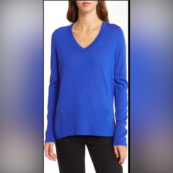 Caslon Merino Wool Blend Crewneck Sweater in Royal Neon Blue Size Small - Picture 1 of 6